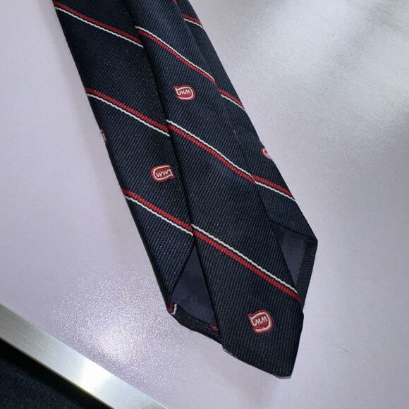 Uniform Tie Made By Martin’s Uniform (58L 3W) Navy Blue With Red And While Strip - Picture 4 of 6